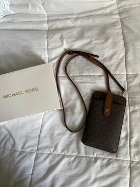 Michael Kors Brown Logo Crossbody Phone  Holder/Wallet